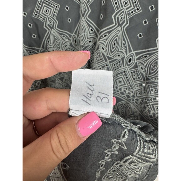 Johnny Was Gray Eyelet V Neck Cover Up Tunic Size Small - Picture 8 of 10